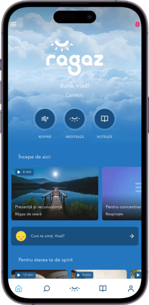 Aplicația Răgaz pe telefon mobil